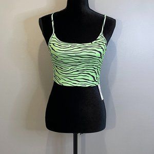 Do My Self Animal Print Cami Crop Top Neon Green sz M NWT